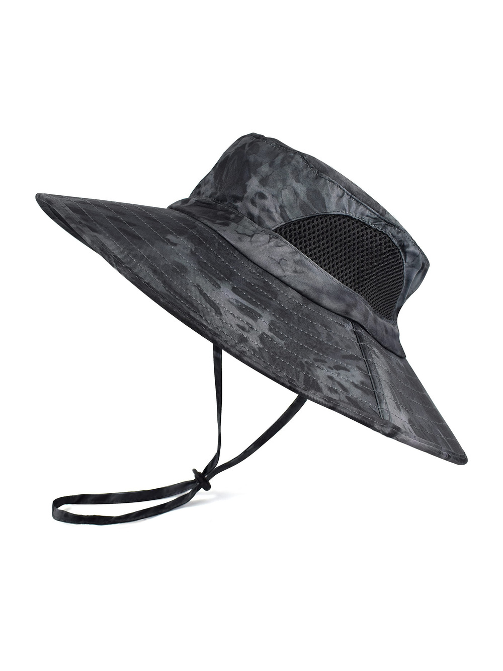 Wide Brim Sun Bucket Hat, Waterproof Boonie Hat for Men | Gray (Camo) | Size OS